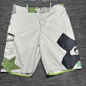 Quicksilver Board Shorts Men's Size 34 White Beige Y2K